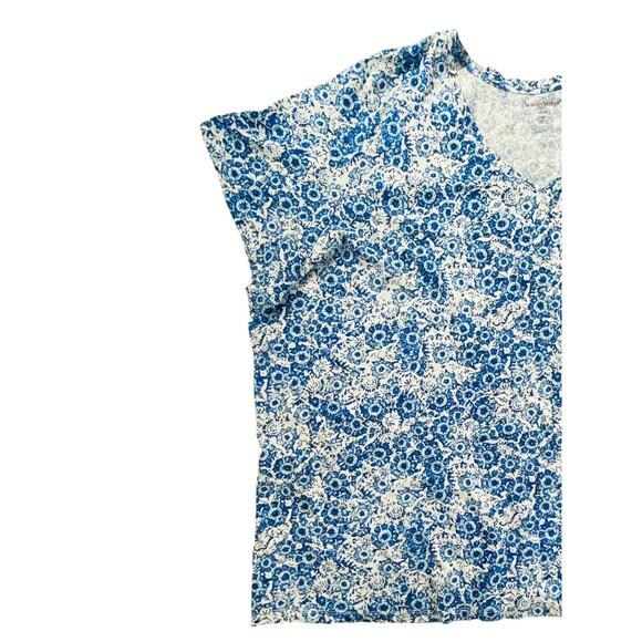 Woman Within Blue & White Short Sleeve Floral Tunic V Neck 6X (42/44) - Picture 10 of 10